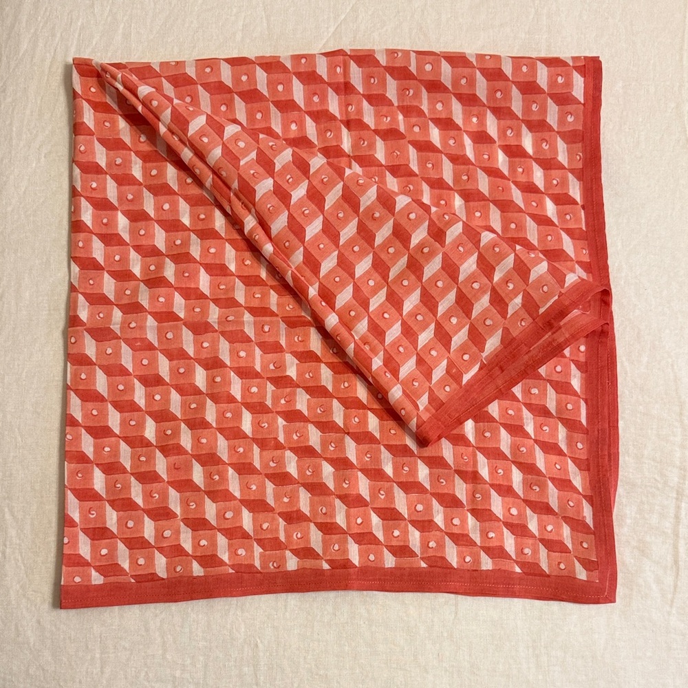 NWOT - Block Shop Textiles Correa Square Scarf in Coral - Picture 2 of 4